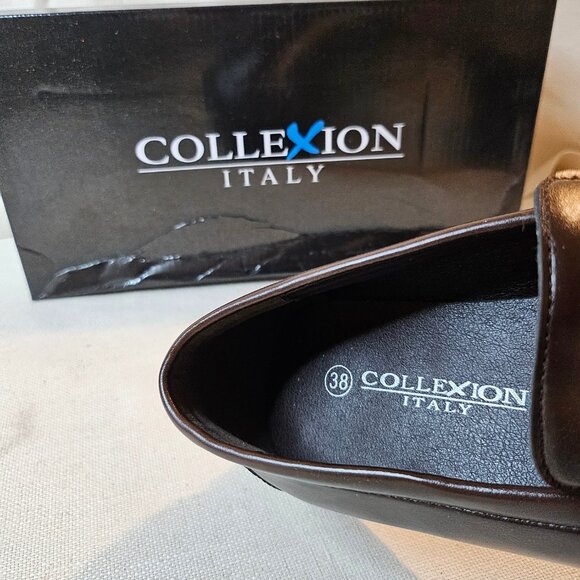 Collexion Italy Men's Brown Dress Loafers - Size 38 / US 7.5 - Picture 6 of 7